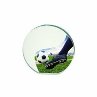 Skleněná plaketa fotbal - možnost gravírování nebo barevného potisku Skleněná plaketa fotbal - možnost gravírování nebo barevného potisku