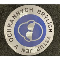 Samolepka průměr 50cm Vstup jen v ochranných brýlích
