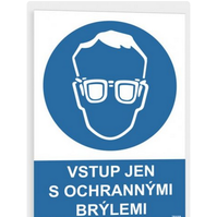 Samolepka A4  - Vstup jen s ochrannými brýlemi
