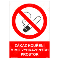 Samolepka A4 -Zákaz kouření mimo vyhrazených prostor