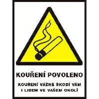 Samolepka A4  - Kouření povoleno