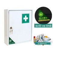 Nástěnná lékárnička s výbavou STANDARD pro 10-15 osob - kovová se zámkem SignUS
