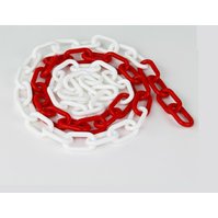 Plastový řetěz tl. 7,5 mm, červeno-bílý, 25 m