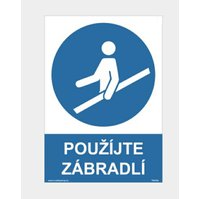 Bezpečnostní samolepka A5 - Použíjte zábradlí