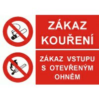Tabulka A4 plast -Zákaz kouření, Zákaz vstupu s otevřeným ohněm